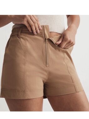 Madewell Large Shorts Zip-Front Tapered Shorts in Seed Khaki pockets NWT